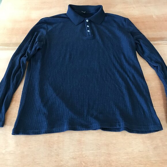 Coofandy Polo Shirt Men XL Blue Collared Long Sleeve Stretch Textured Preppy - Picture 1 of 10